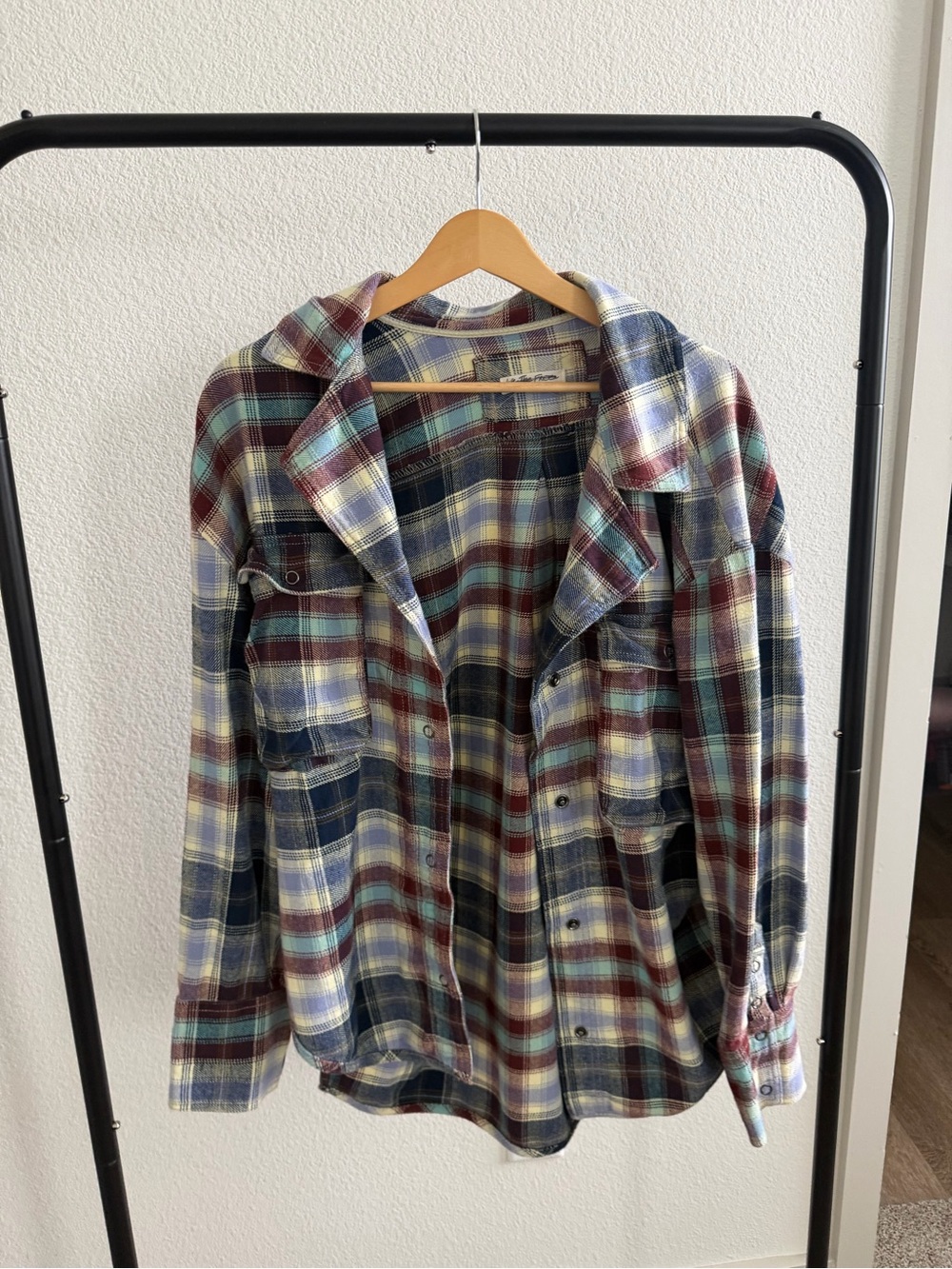 Free People Multicolor Plaid Button-Up Shacket